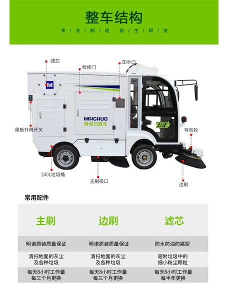 四轮扫路车MN-S1800配备240L标准萨迦垃圾桶